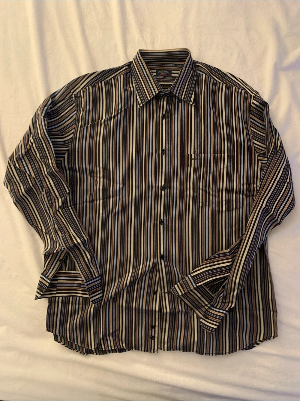 Paul & Shark Men's Long-Sleeve Striped Dress Shirt - Black, Blue, Gray